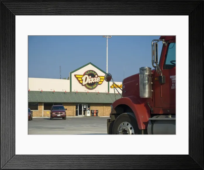 Framed Print : USA, Illinois, Route 66, McLean, Dixie Truckers Home truckstop Framed Print : USA, Illinois, Route 66, McLean, Dixie Truckers Home truckstop