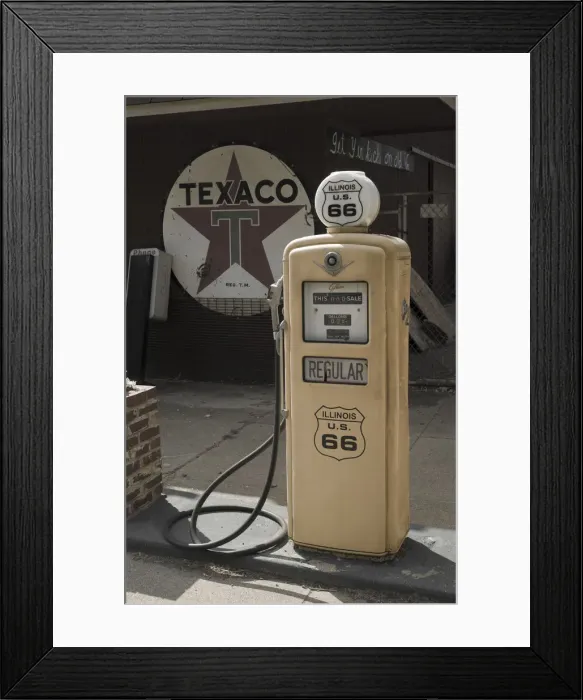 Framed Print : USA, Illinois, Route 66, Williamsville, Old Gas Station, Gas Pumps Framed Print : USA, Illinois, Route 66, Williamsville, Old Gas Station, Gas Pumps