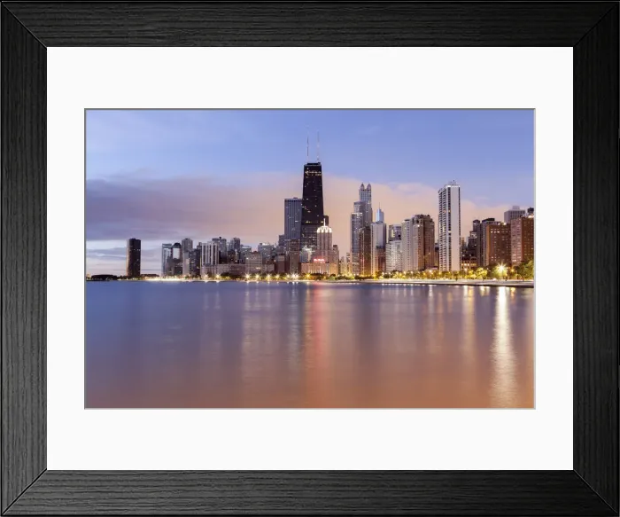 Framed Print : USA, Illinois, Chicago, The Hancock Tower and Downtown skyline from Lake Michigan Framed Print : USA, Illinois, Chicago, The Hancock Tower and Downtown skyline from Lake Michigan