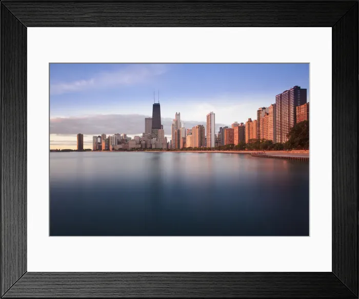 Framed Print : USA, Illinois, Chicago, The Hancock Tower and Downtown skyline from Lake Michigan Framed Print : USA, Illinois, Chicago, The Hancock Tower and Downtown skyline from Lake Michigan