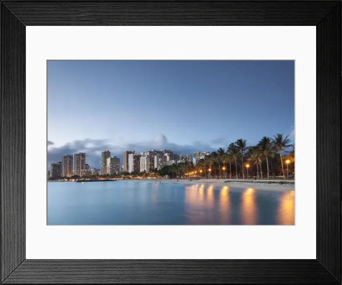 Framed Print : USA, Hawaii, Oahu, Honolulu, Waikiki Beach and Honolulu Skyline Framed Print : USA, Hawaii, Oahu, Honolulu, Waikiki Beach and Honolulu Skyline