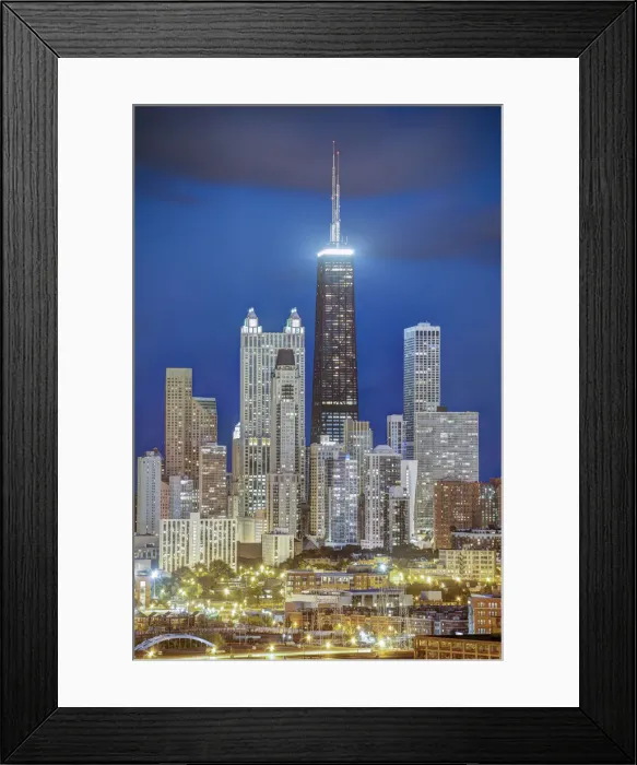 Framed Print : USA, Illinois, Chicago, Hancock Tower and City Skyline Framed Print : USA, Illinois, Chicago, Hancock Tower and City Skyline