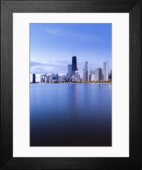 Framed Print : USA, Illinois, Chicago, The Hancock Tower and Downtown skyline from Lake Michigan Framed Print : USA, Illinois, Chicago, The Hancock Tower and Downtown skyline from Lake Michigan