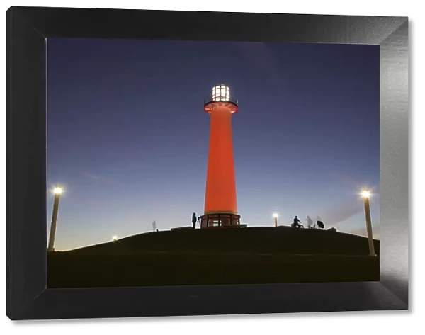 USA, California, Long Beach, Shoreline Village Lighthouse. evening