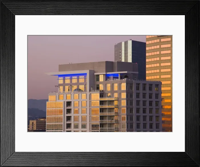 Framed Print : USA, California, Los Angeles, Downtown-Fashion District, sunset light on new residential Framed Print : USA, California, Los Angeles, Downtown-Fashion District, sunset light on new residential