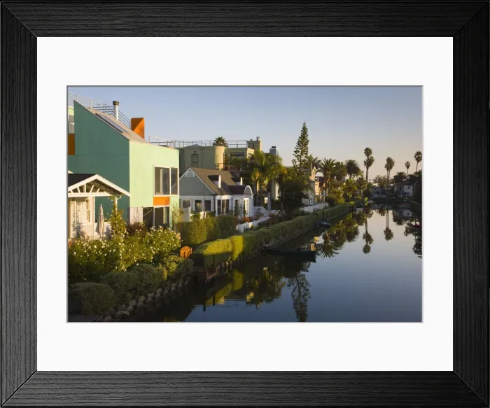 Framed Print : USA, California, Los Angeles, Venice, homes along Venice canals