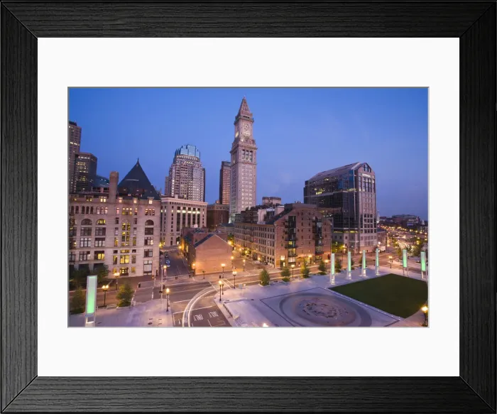 Framed Print : USA, Massachusetts, Boston, Atlantic Avenue Greenway and Customs House Framed Print : USA, Massachusetts, Boston, Atlantic Avenue Greenway and Customs House