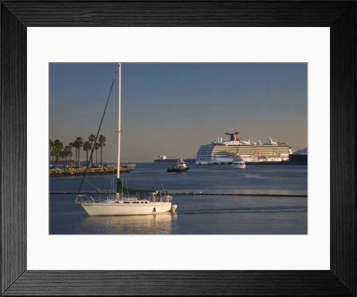 Framed Print : USA, California, Long Beach, Port of Long Beach from Shoreline Village Framed Print : USA, California, Long Beach, Port of Long Beach from Shoreline Village