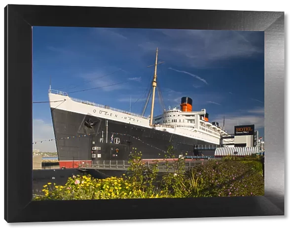 USA, California, Long Beach, Queen Mary ocean liner museum and Russian submarine Scorpion