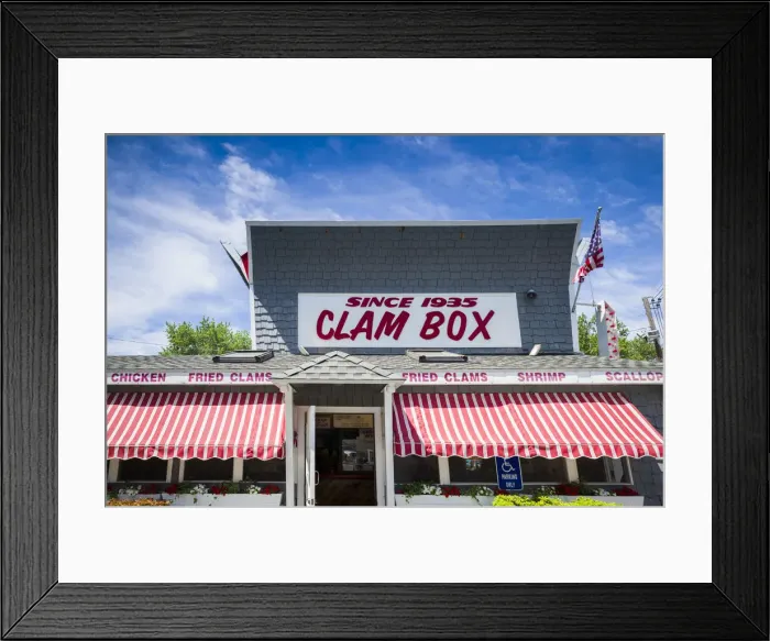 Framed Print : USA, Massachusetts, Ipswich, The Clam Box of Ipswich restaurant, exterior Framed Print : USA, Massachusetts, Ipswich, The Clam Box of Ipswich restaurant, exterior