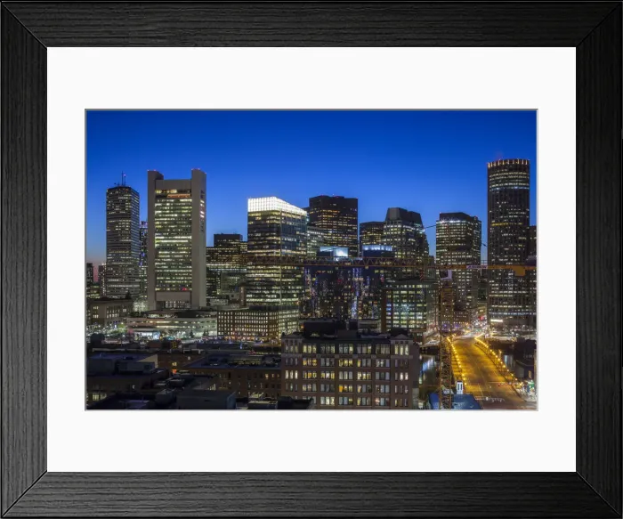 Framed Print : USA, Massachusetts, Boston, elevated city skyline from South Boston, dusk Framed Print : USA, Massachusetts, Boston, elevated city skyline from South Boston, dusk