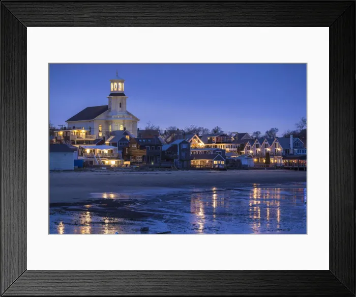 Framed Print : USA, Massachusetts, Cape Cod, Provincetown, town skyline with library, dusk Framed Print : USA, Massachusetts, Cape Cod, Provincetown, town skyline with library, dusk