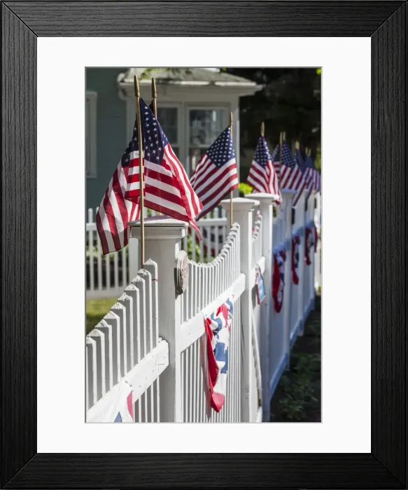 Framed Print : USA, Massachusetts, Manchester By The Sea, Fourth of July, US flags Framed Print : USA, Massachusetts, Manchester By The Sea, Fourth of July, US flags
