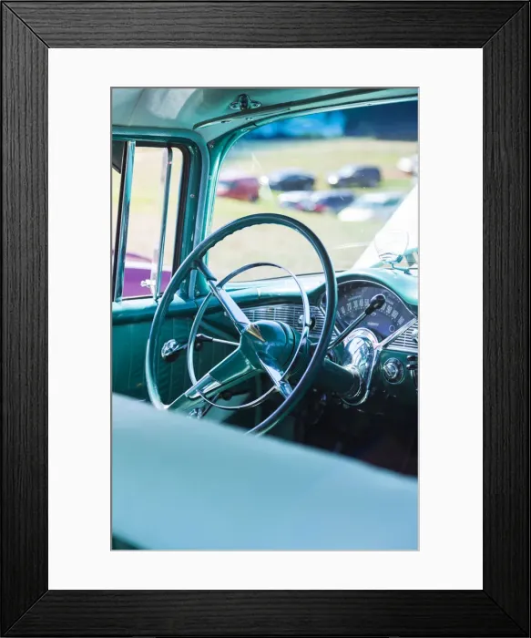 Framed Print : USA, Massachusetts, Cape Ann, Gloucester, antique car show, 1950s Chevrolet interior Framed Print : USA, Massachusetts, Cape Ann, Gloucester, antique car show, 1950s Chevrolet interior