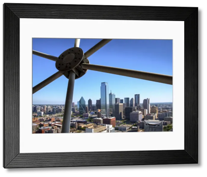 Framed Print : Texas, Dallas, Skyline, Aluminum Struts of Iconic Geodesic Dome Of Reunion Tower Framed Print : Texas, Dallas, Skyline, Aluminum Struts of Iconic Geodesic Dome Of Reunion Tower