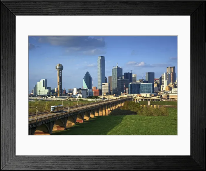 Framed Print : Texas, Dallas, Skyline, Commuter Streetcar, 1910 Houston Street Viaduct, National Framed Print : Texas, Dallas, Skyline, Commuter Streetcar, 1910 Houston Street Viaduct, National