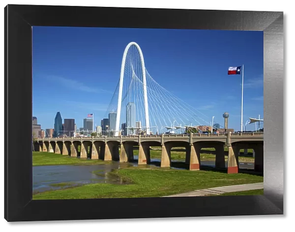 Texas, Dallas; Margaret Hunt Hill Bridge; Cable-Stayed Bridge, Skyline; Trinity River