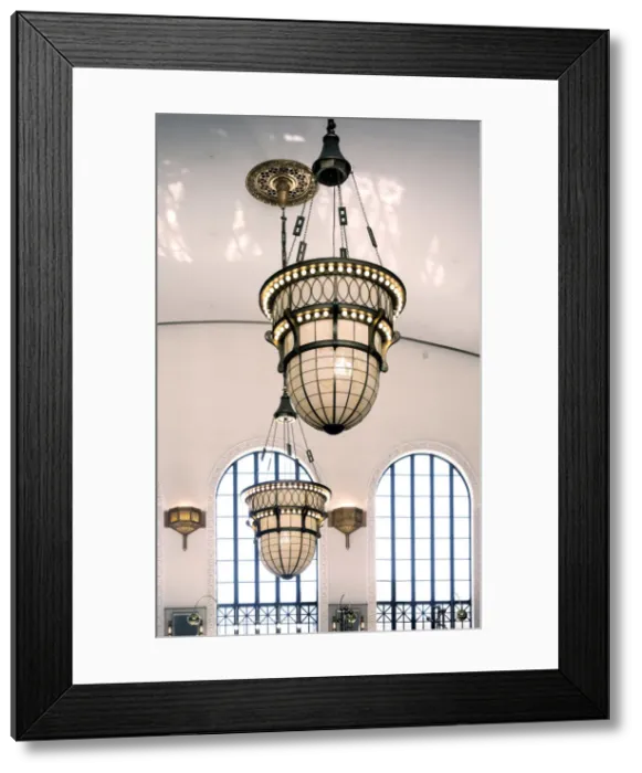Framed Print : Union Station, Train Station, Great Hall, Ornamental Chandeliers, Denver, Colorado Framed Print : Union Station, Train Station, Great Hall, Ornamental Chandeliers, Denver, Colorado