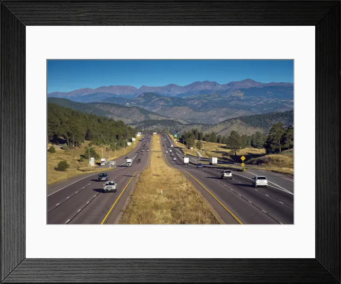 Framed Print : USA, Colorado, Genesee, Outside of Denver, Route 70 Heading West To The Rocky Mountains