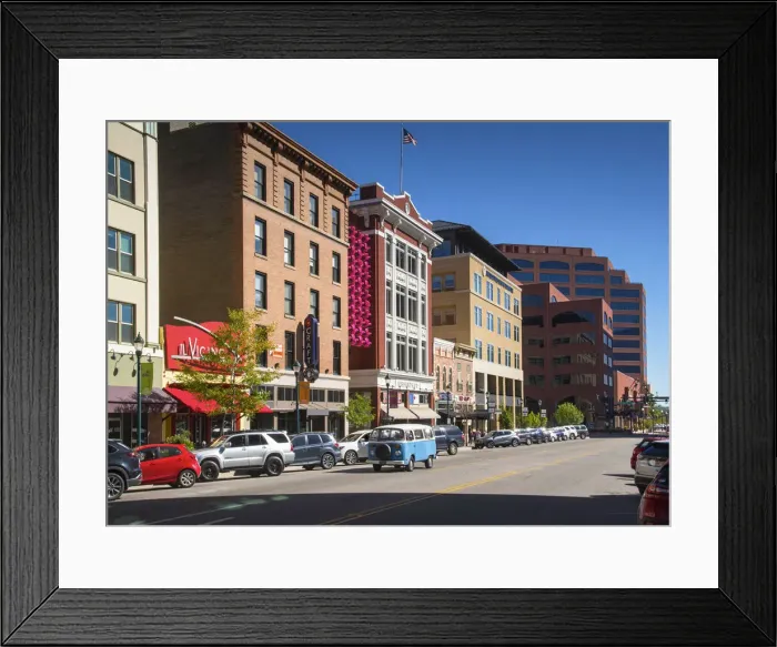Framed Print : USA, Colorado, Colorado Springs, Tejon Street, Historic Achitecture, VW Bus Framed Print : USA, Colorado, Colorado Springs, Tejon Street, Historic Achitecture, VW Bus