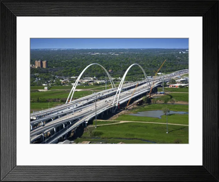 Framed Print : Texas, Dallas, Margaret McDermott Bridge, Trinity River, New Construction, Steel Suspended