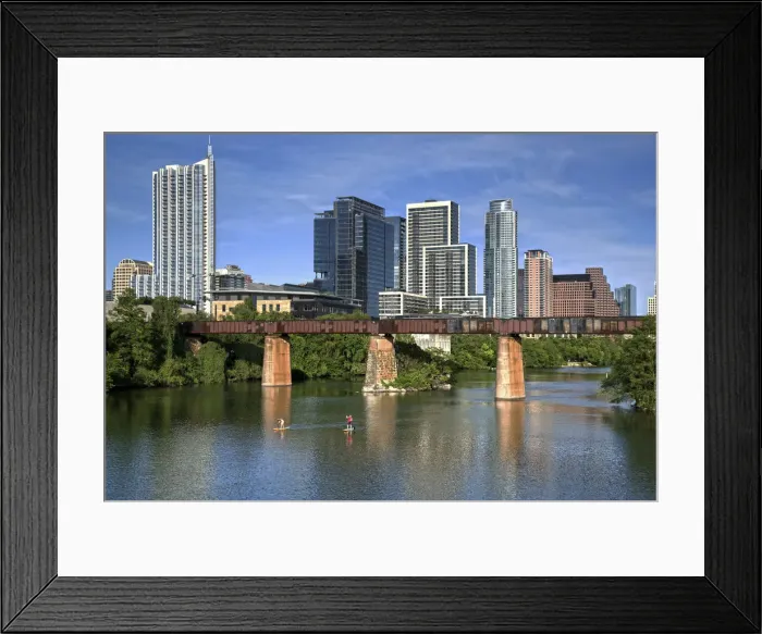 Framed Print : Texas, Austin, Lady Bird Lake, Colorado River, Paddleboarding, Missouri-Pacific Railroad Framed Print : Texas, Austin, Lady Bird Lake, Colorado River, Paddleboarding, Missouri-Pacific Railroad