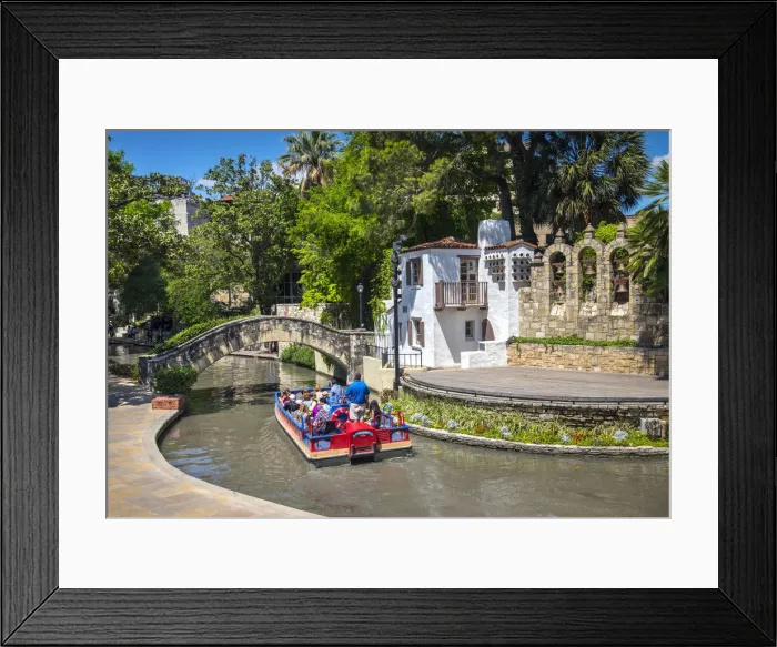 Framed Print : Texas, San Antonio, Riverwalk, Tourboat, Rositas Bridge, Arneson River Theater Framed Print : Texas, San Antonio, Riverwalk, Tourboat, Rositas Bridge, Arneson River Theater