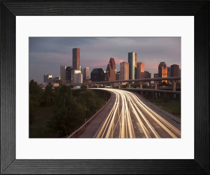 Framed Print : City skyline and Interstate, Houston, Texas, USA Framed Print : City skyline and Interstate, Houston, Texas, USA