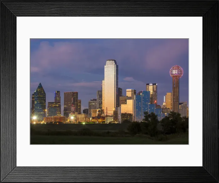 Framed Print : Dallas City Skyline and the Reunion Tower, Texas, USA Framed Print : Dallas City Skyline and the Reunion Tower, Texas, USA