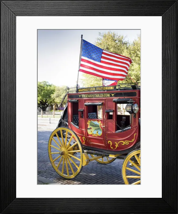 Framed Print : Texas, Fort Worth, Stagecoach, Fort Worth Stockyards, Exchange Street, National Historic