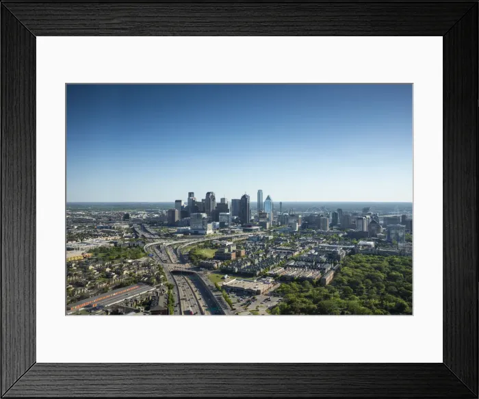Framed Print : Texas, Dallas, Skyline, Downtown, Interstates 35 & 45 Converge