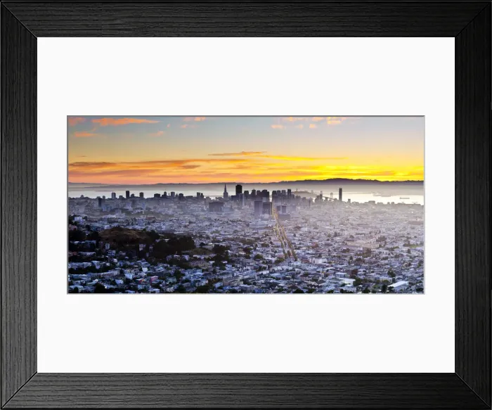 Framed Print : City skyline viewed from Twin Peaks, San Francisco, California, USA