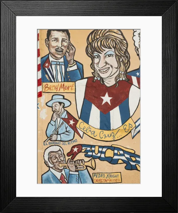 Framed Print : USA, Florida, Miami, Little Havana, Calle Ocho, SW 8th Street, wall mural of famous