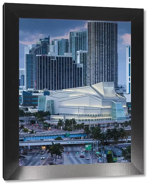 USA, Florida, Miami, Adrienne Arsht Center for the Performing Arts, elevated view