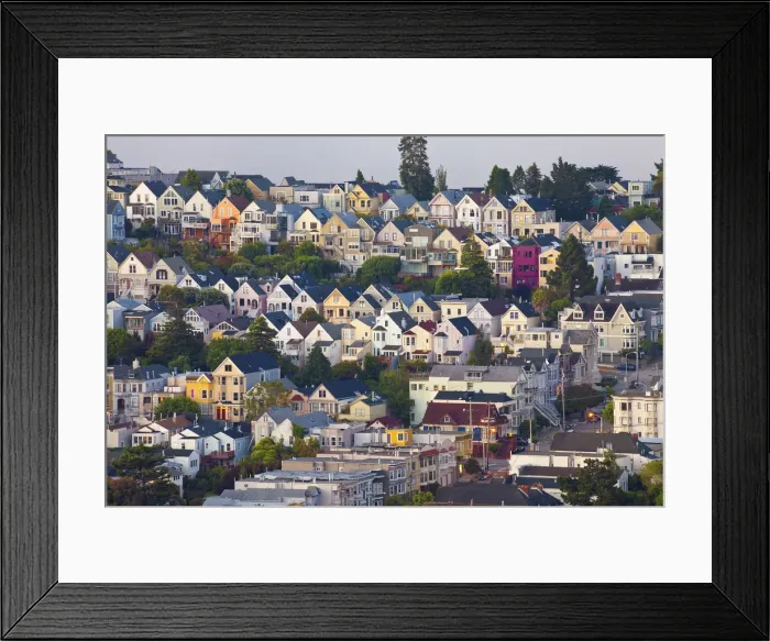 Framed Print : Typical Victorian Houses in San Francisco, California, USA
