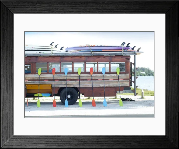 Framed Print : Florida, Anna Maria Island, Paddleboard Bus, Rental, Manatee County