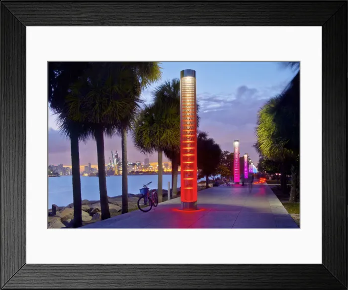Framed Print : Florida, South Pointe Park, Miami Beach, Stainless Steel Light Towers, Walkway Framed Print : Florida, South Pointe Park, Miami Beach, Stainless Steel Light Towers, Walkway