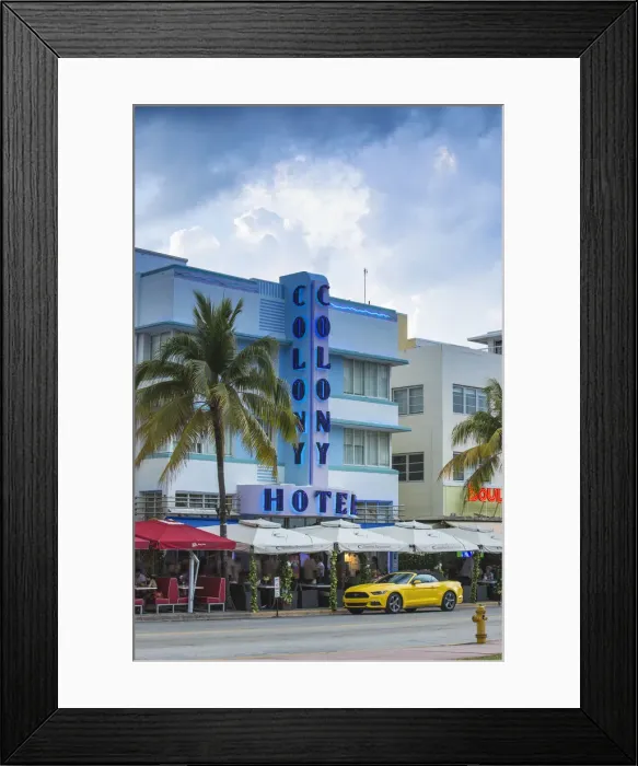 Framed Print : U. S. A, Miami, Miami Beach, South Beach, The Colony Art Deco Hotel on Ocean drive