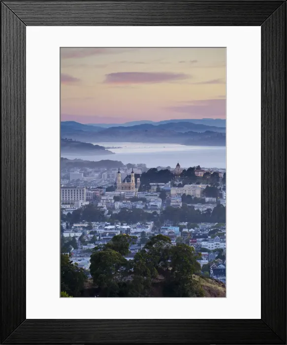 Framed Print : City skyline viewed from Twin Peaks, San Francisco, California, USA Framed Print : City skyline viewed from Twin Peaks, San Francisco, California, USA