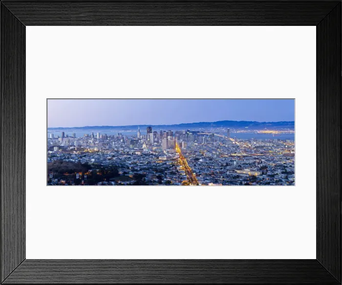 Framed Print : City skyline viewed from Twin Peaks, San Francisco, California, USA Framed Print : City skyline viewed from Twin Peaks, San Francisco, California, USA