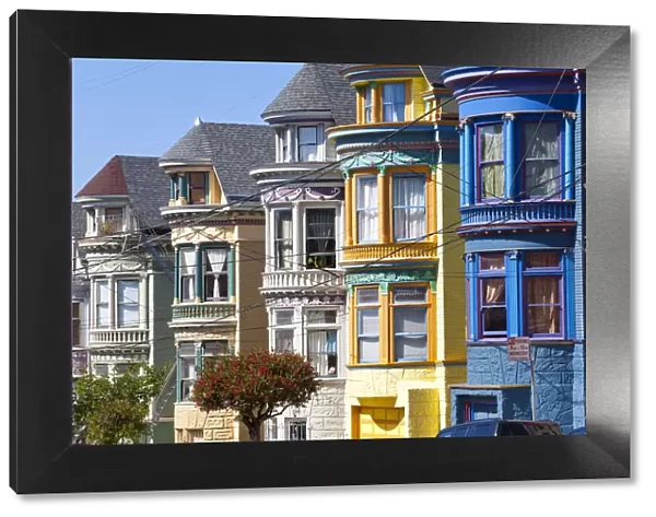 Colourfully painted Victorian houses in the Haight-Ashbury district of San Francisco