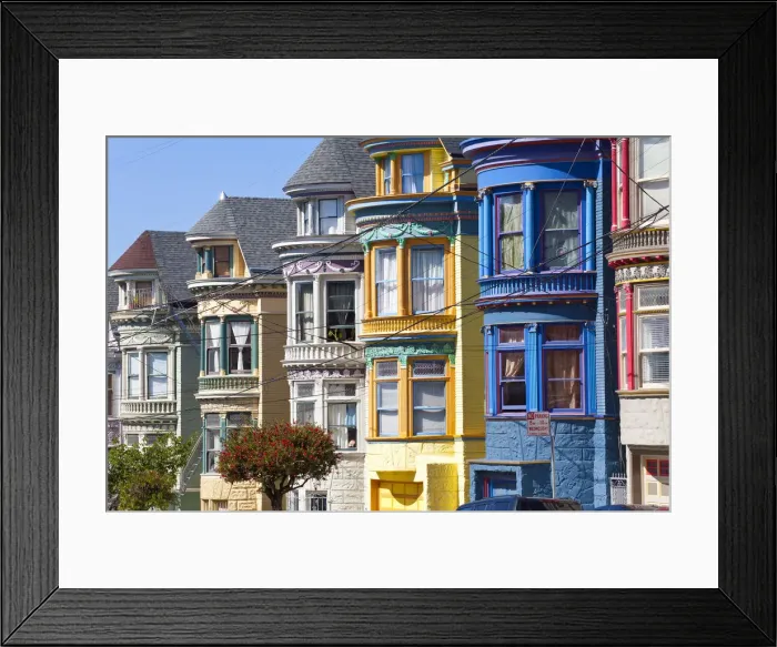 Framed Print : Colourfully painted Victorian houses in the Haight-Ashbury district of San Francisco Framed Print : Colourfully painted Victorian houses in the Haight-Ashbury district of San Francisco