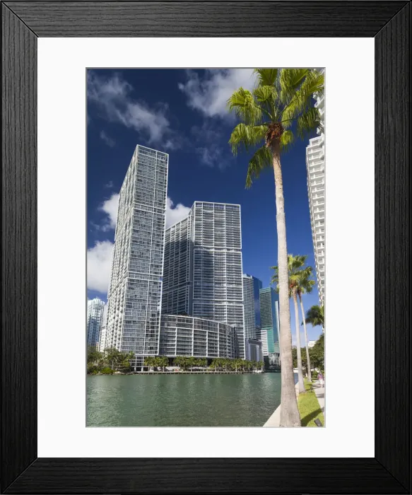 Framed Print : USA, Florida, Miami, city skyline from Brickell Key Framed Print : USA, Florida, Miami, city skyline from Brickell Key