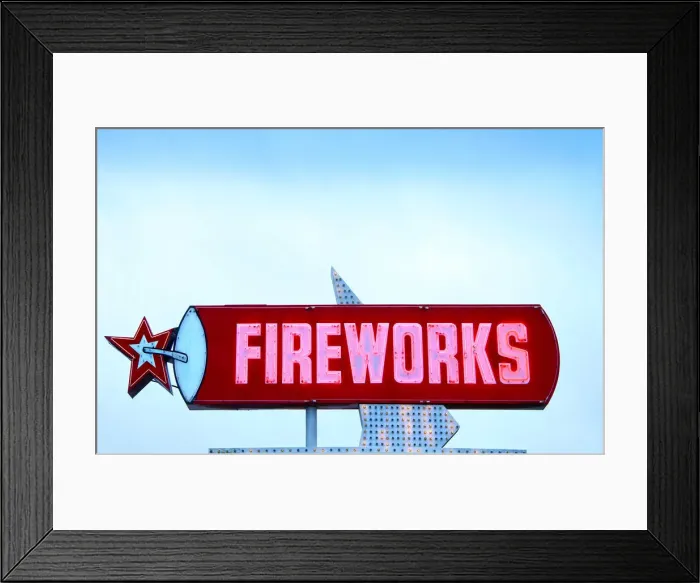 Framed Print : Myrtle Beach, Fireworks For Sale Sign, South Carolina