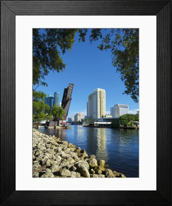 Framed Print : Florida, Fort Lauderdale, Riverwalk, Railroad Bridge, New River Framed Print : Florida, Fort Lauderdale, Riverwalk, Railroad Bridge, New River