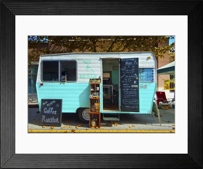 Framed Print : Myrtle Beach, Market Common District, Farmers Market, Coffee Trailer, South Carolina Framed Print : Myrtle Beach, Market Common District, Farmers Market, Coffee Trailer, South Carolina