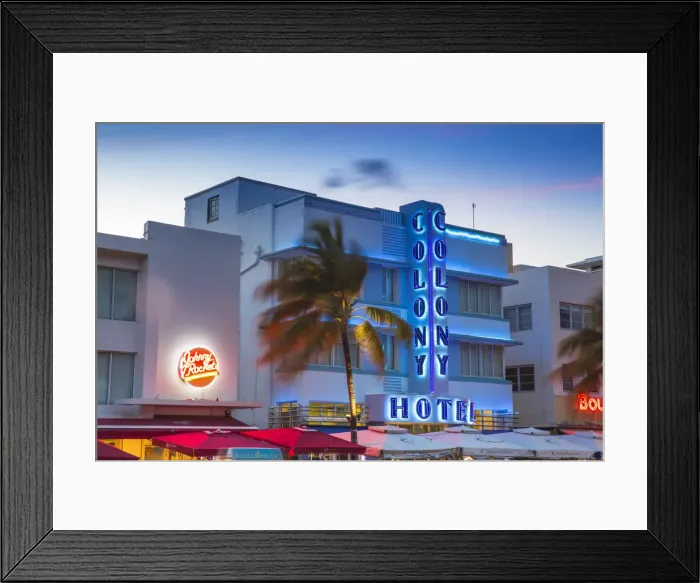 Framed Print : U. S. A, Miami, Miami Beach, South Beach, Ocean drive, The Colony Art Deco Hotel Framed Print : U. S. A, Miami, Miami Beach, South Beach, Ocean drive, The Colony Art Deco Hotel