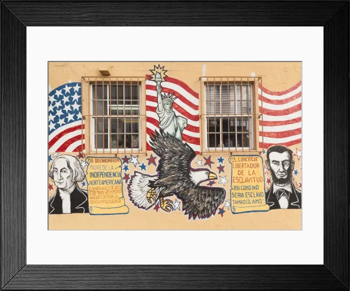 Framed Print : USA, Florida, Miami, Little Havana, Calle Ocho, SW 8th Street, wall mural with George Framed Print : USA, Florida, Miami, Little Havana, Calle Ocho, SW 8th Street, wall mural with George