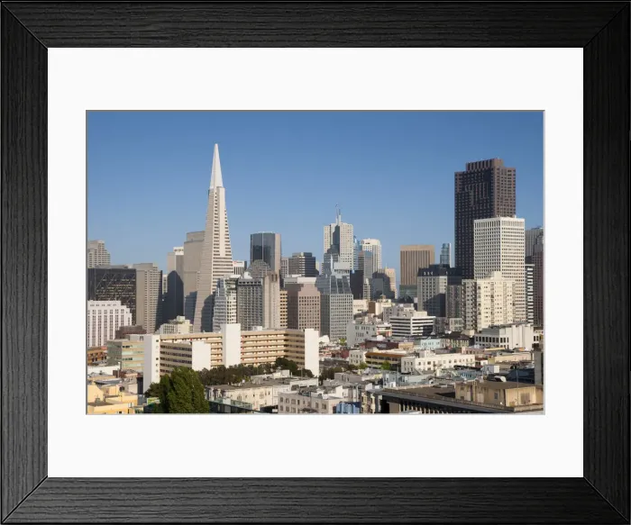 Framed Print : USA, California, San Francisco, Downtown and TransAmerica Building
