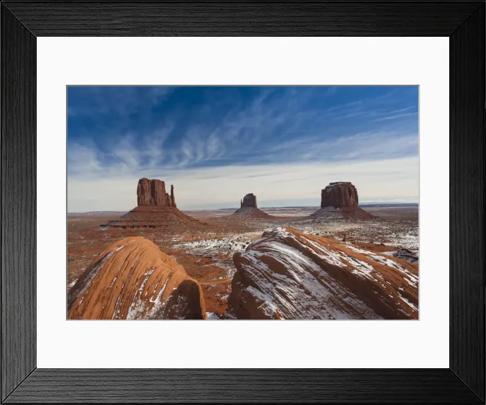 Framed Print : USA, Arizona, Monument Valley Navajo Tribal Park, Monument Valley in the snow